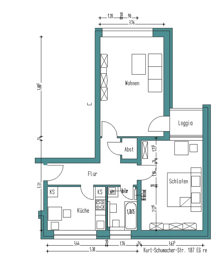 2 Zimmer Wohnung mit 65 m² in Wuppertal – Bild 3