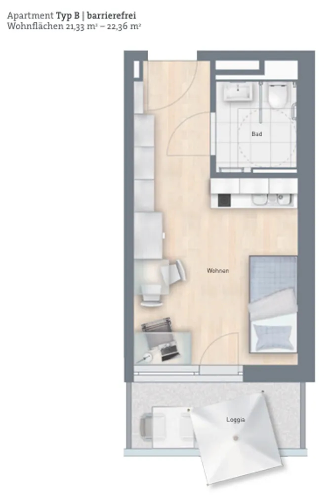 1 Zimmer Wohnung mit 22 m² in München – Bild 7