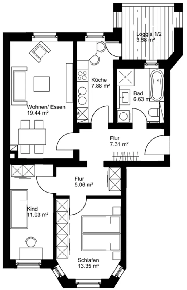 3 Zimmer Wohnung mit 74 m² in Leipzig – Bild 2