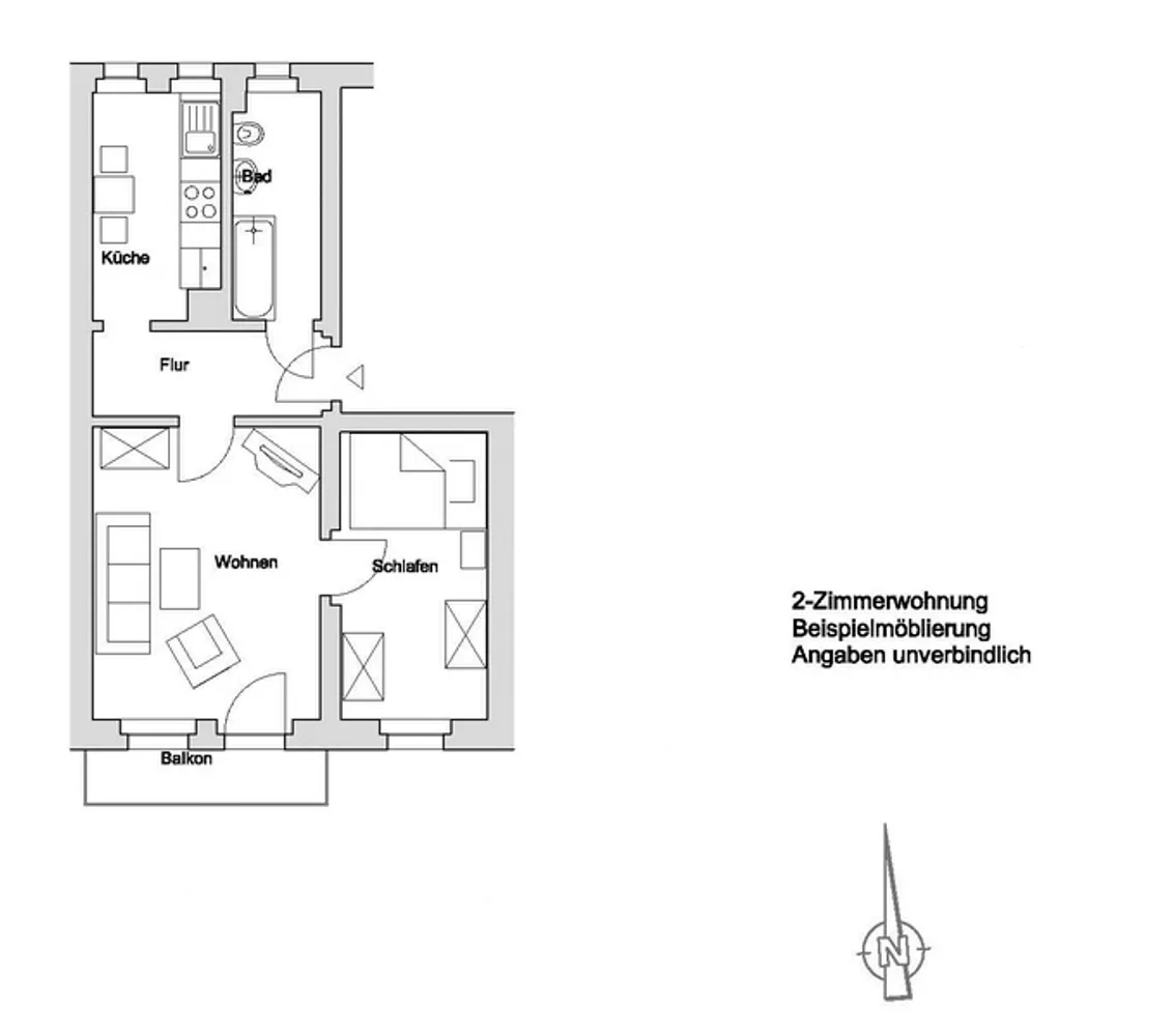 2 Zimmer Wohnung mit 42 m² in Naumburg (Saale) – Bild 2