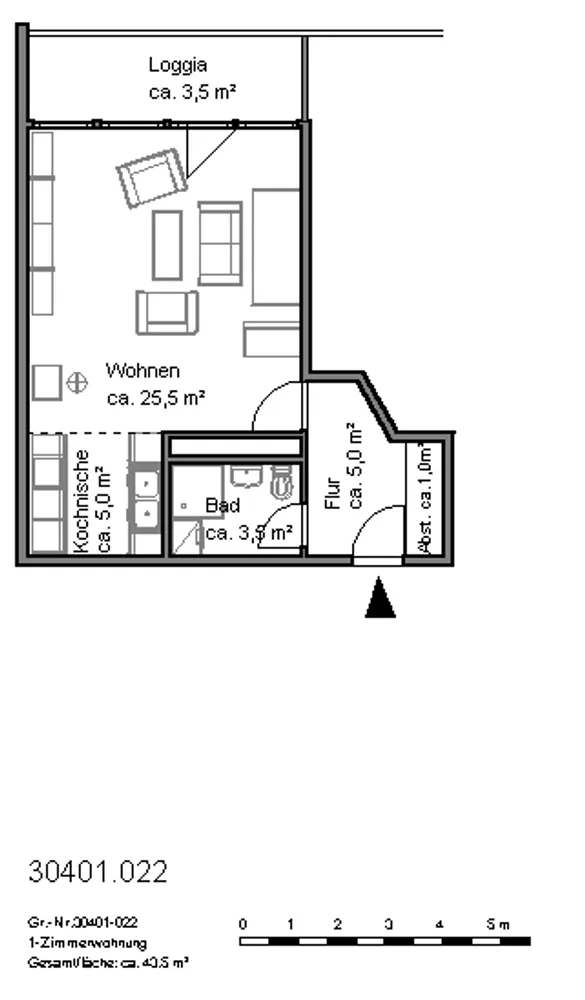 1 Zimmer Wohnung mit 43 m² in Hannover – Bild 2