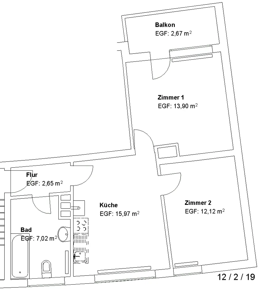 2 Zimmer Wohnung mit 54 m² in Kassel – Bild 2