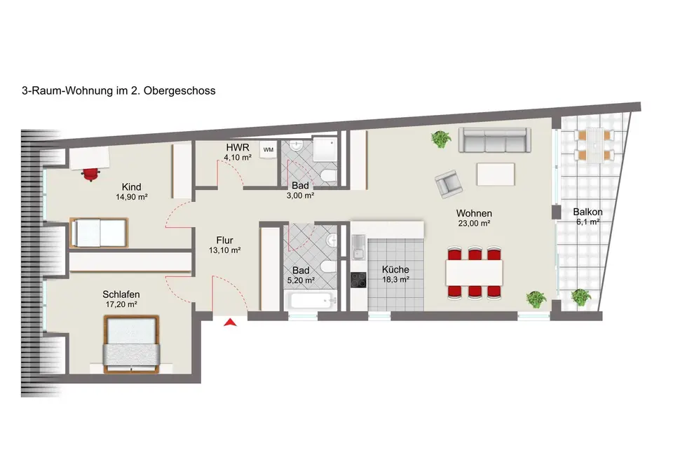3 Zimmer Wohnung mit 105 m² in Torgau – Bild 5
