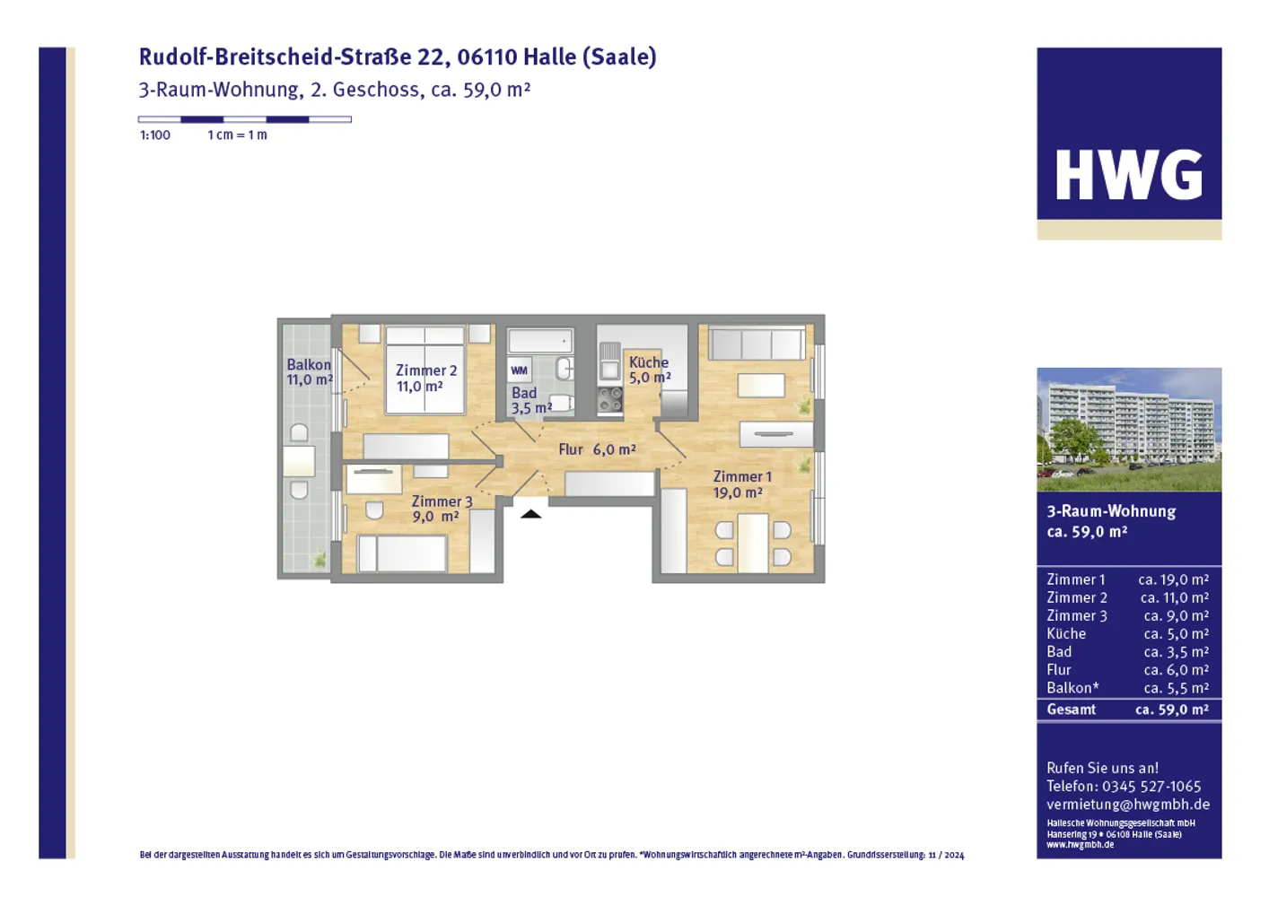 3 Zimmer Wohnung mit 57 m² in Halle (Saale) – Bild 4