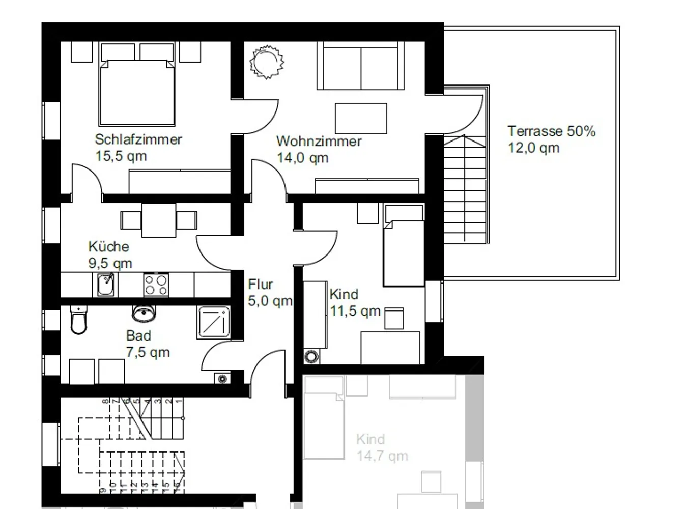 3 Zimmer Wohnung mit 75 m² in Augsburg – Bild 2
