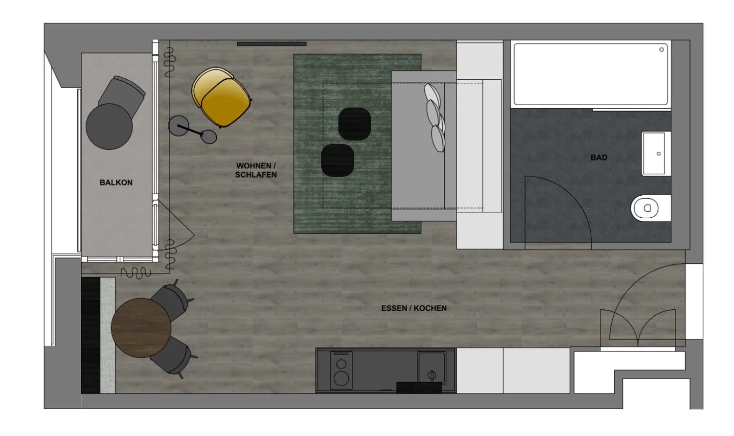 1 Zimmer Wohnung mit 35 m² in Düsseldorf – Bild 3
