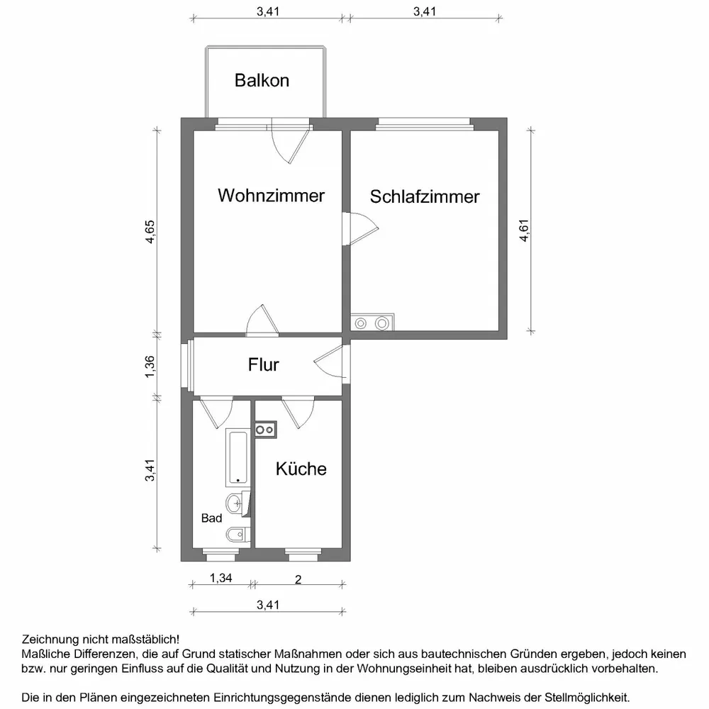 2 Zimmer Wohnung mit 49 m² in Zwickau – Bild 1
