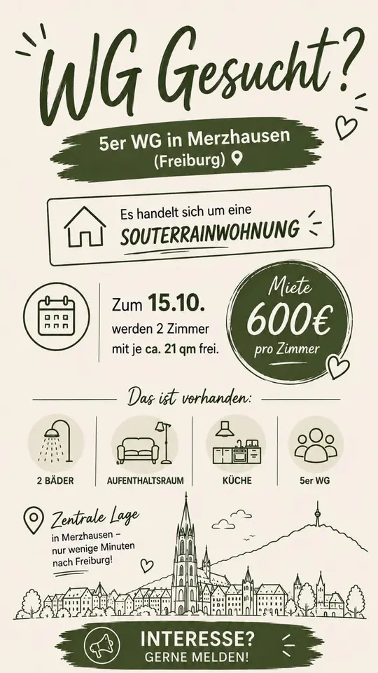 WG-Zimmer mit 30 m² in Freiburg im Breisgau – Bild 9