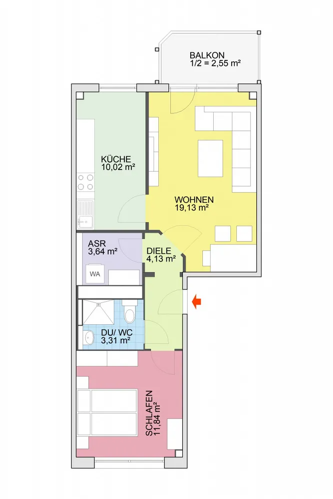 2 room apartment with 55 m² in Chemnitz – Photo 2