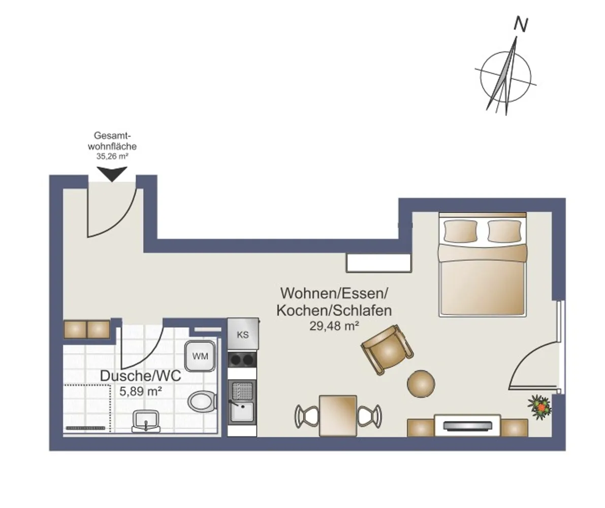 1 Zimmer Wohnung mit 35 m² in München – Bild 4