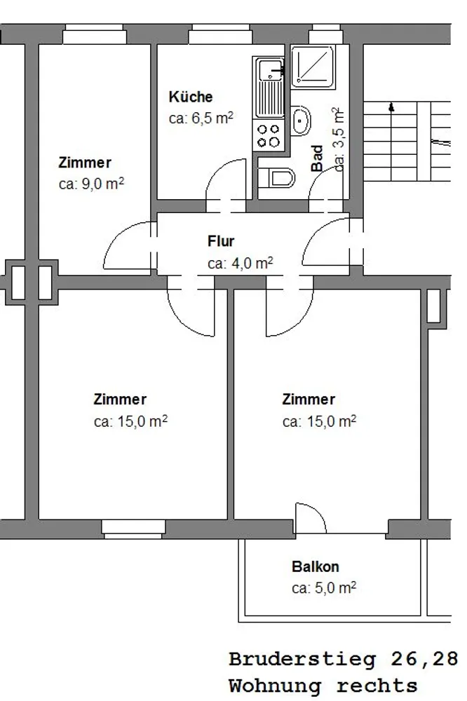3 Zimmer Wohnung mit 57 m² in Braunschweig – Bild 1