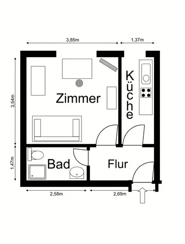 1 Zimmer Wohnung mit 26 m² in Köln – Bild 9