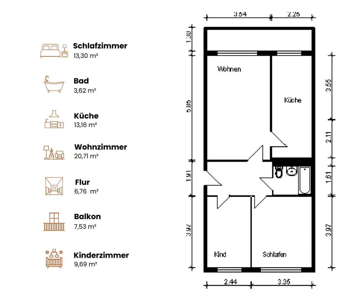3 Zimmer Wohnung mit 73 m² in Magdeburg – Bild 6