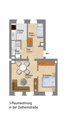 3 Zimmer Wohnung mit 53 m² in Leipzig – Bild 12