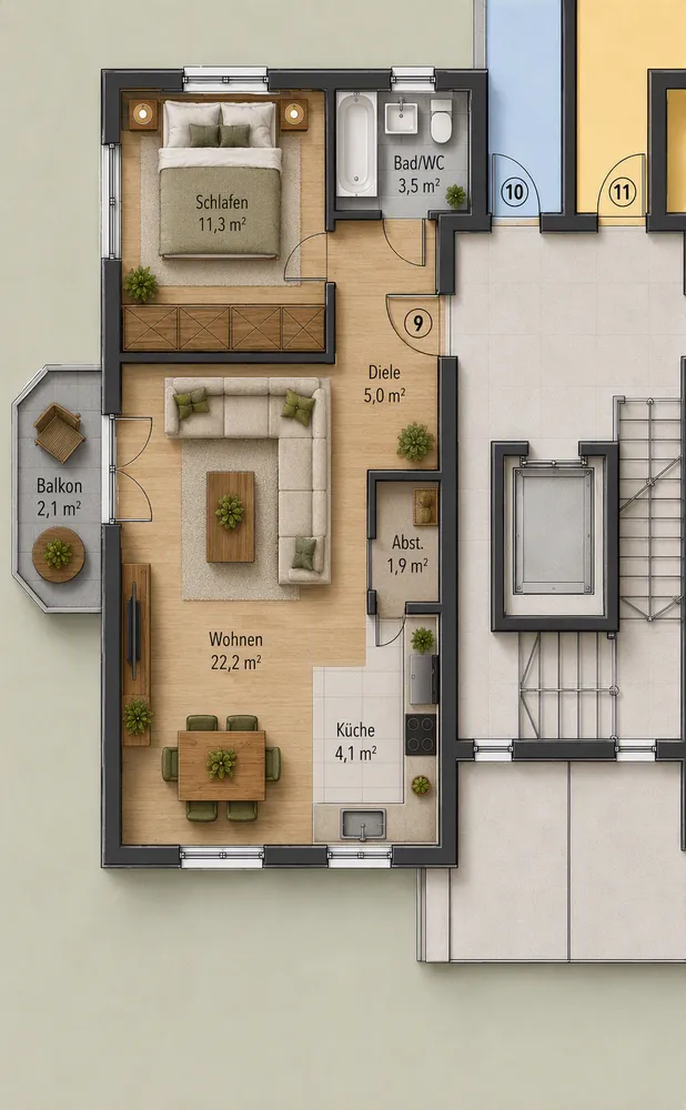 2 Zimmer Wohnung mit 52 m² in Dresden – Bild 12