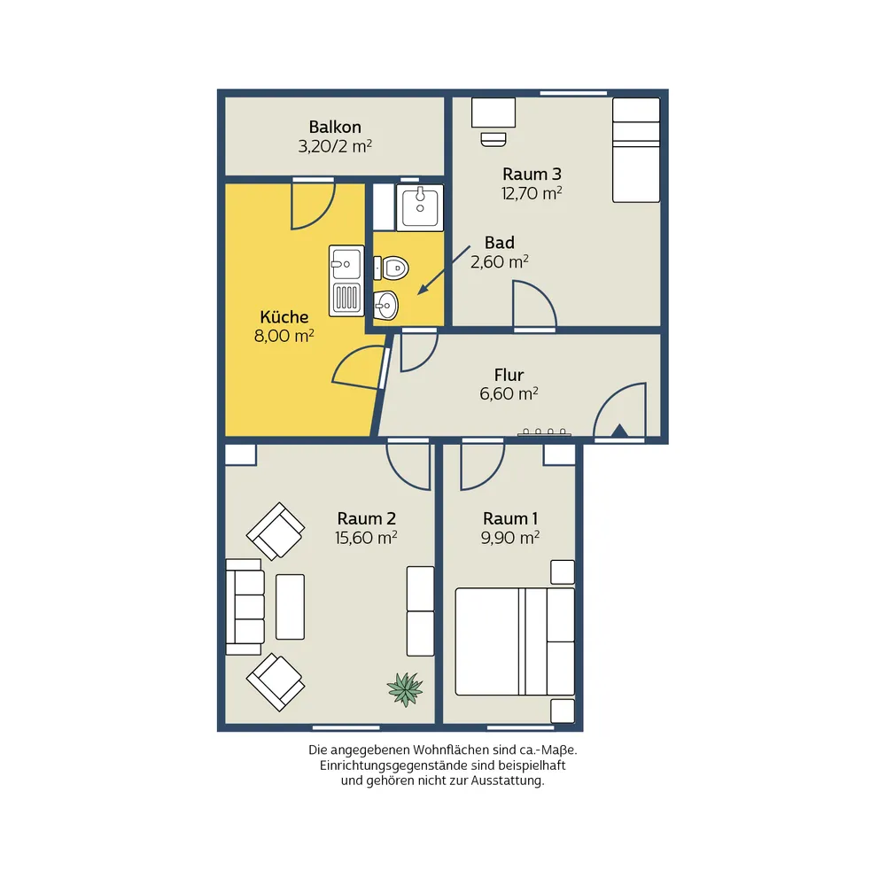 3 Zimmer Wohnung mit 57 m² in Leipzig – Bild 2
