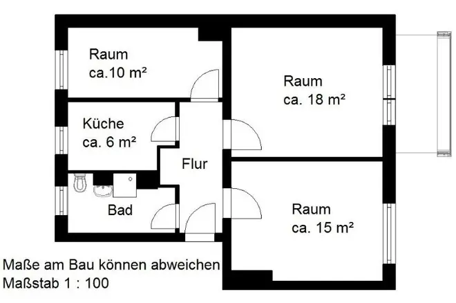 3 Zimmer Wohnung mit 58 m² in Halle (Saale) – Bild 2