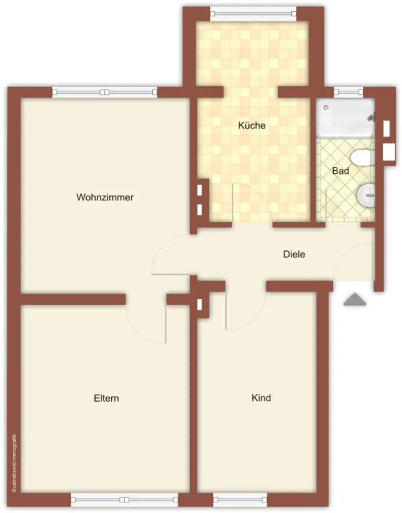 3 Zimmer Wohnung mit 55 m² in Mönchengladbach – Bild 1