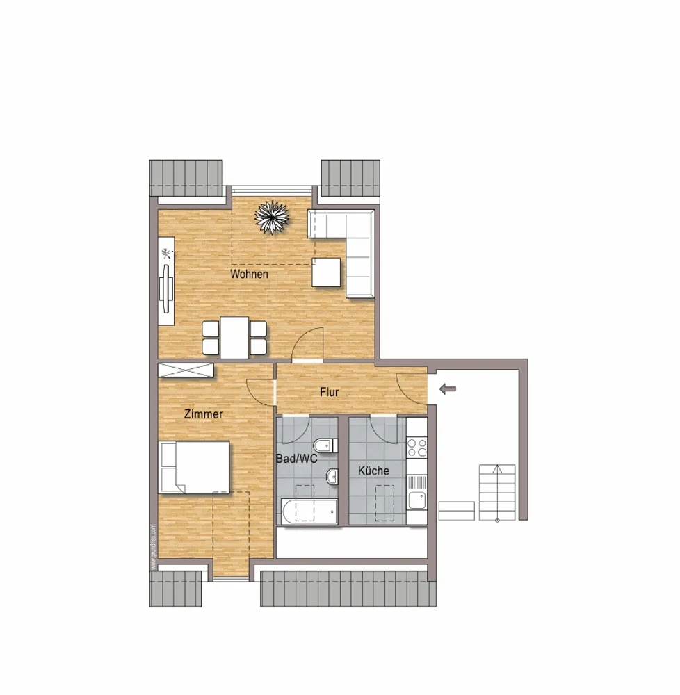 3 Zimmer Wohnung mit 64 m² in Stuttgart – Bild 2