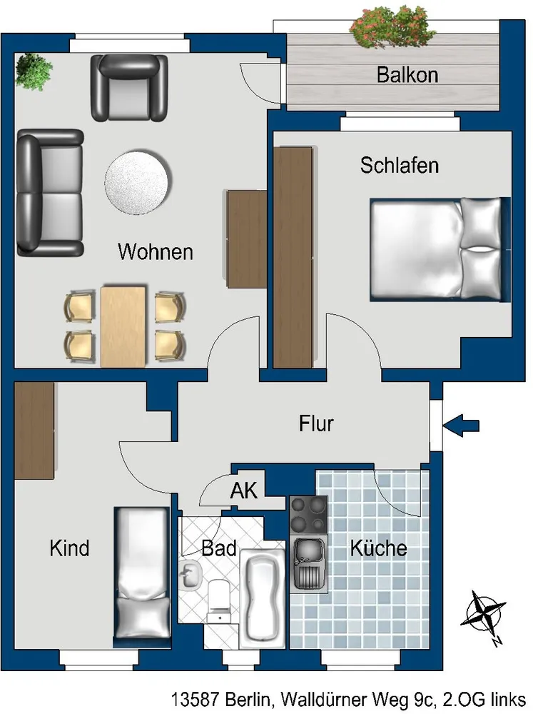3 Zimmer Wohnung mit 58 m² in Berlin – Bild 2