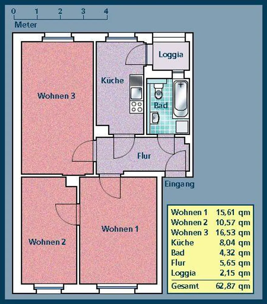 3 Zimmer Wohnung mit 61 m² in Dresden – Bild 2