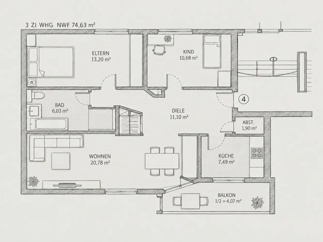 3 room apartment with 75 m² in Augsburg – Photo 2