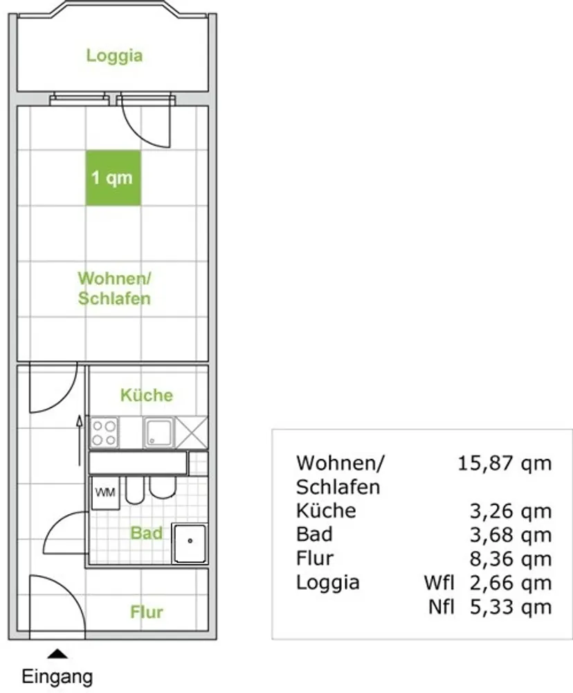 1 Zimmer Wohnung mit 34 m² in Dresden – Bild 2
