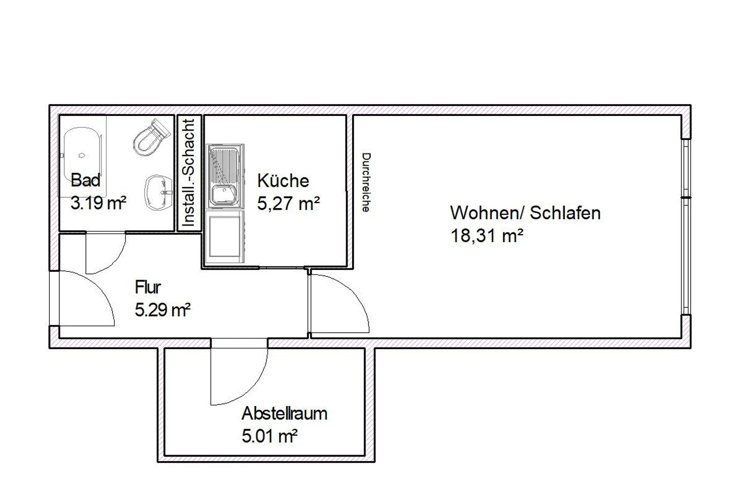 1 Zimmer Wohnung mit 37 m² in Magdeburg – Bild 2