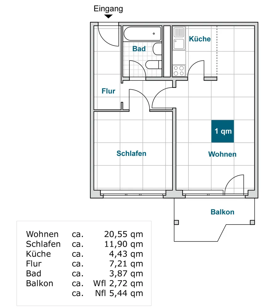 2 Zimmer Wohnung mit 51 m² in Dresden – Bild 1