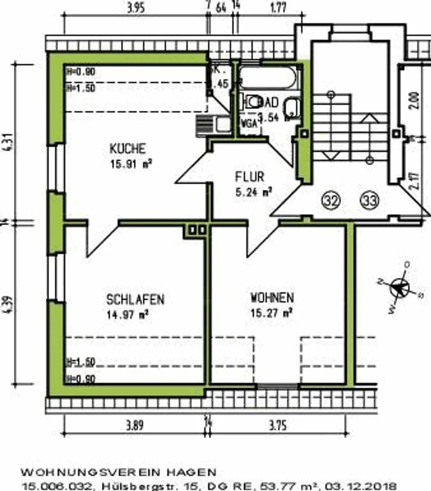 3 Zimmer Wohnung mit 54 m² in Hagen – Bild 3