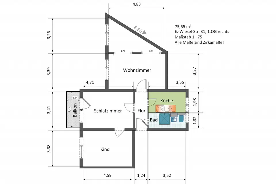3 Zimmer Wohnung mit 76 m² in Altenburg – Bild 9