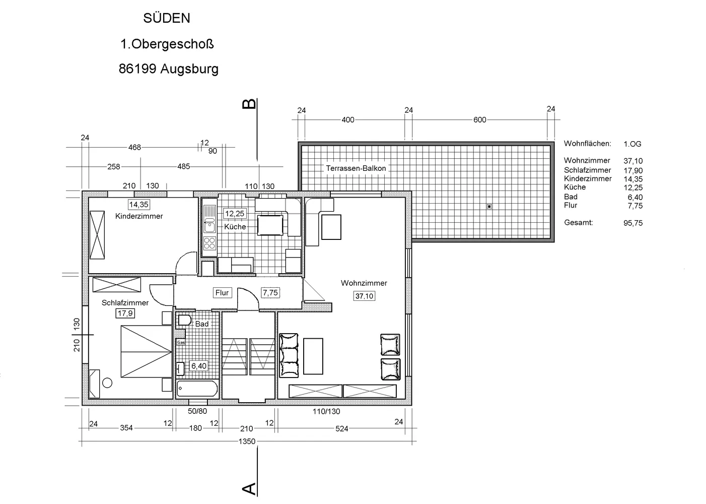 3 Zimmer Wohnung mit 100 m² in Augsburg – Bild 2