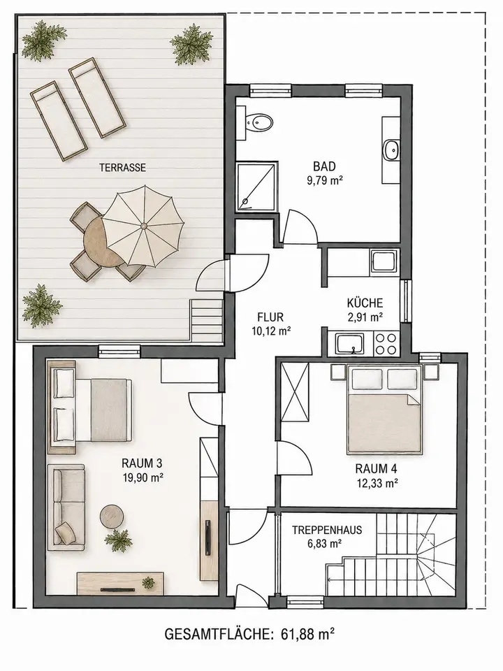 3 Zimmer Wohnung mit 70 m² in Leer – Bild 5