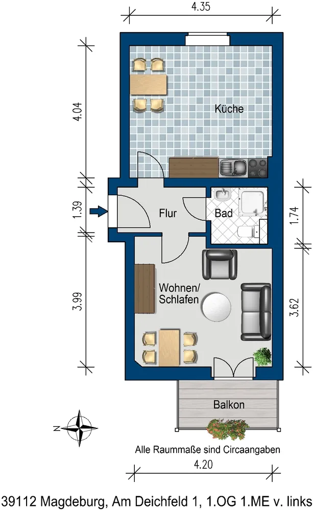 2 room apartment with 43 m² in Magdeburg – Photo 2