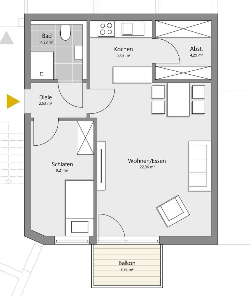 2 Zimmer Wohnung mit 52 m² in Bremen – Bild 2