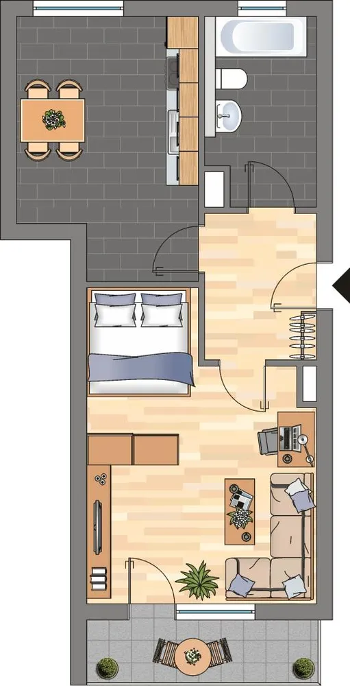 1 Zimmer Wohnung mit 46 m² in Duisburg – Bild 2