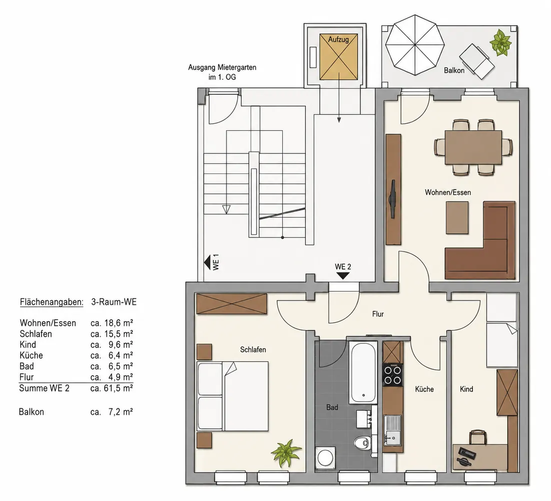 3 Zimmer Wohnung mit 69 m² in Chemnitz – Bild 1
