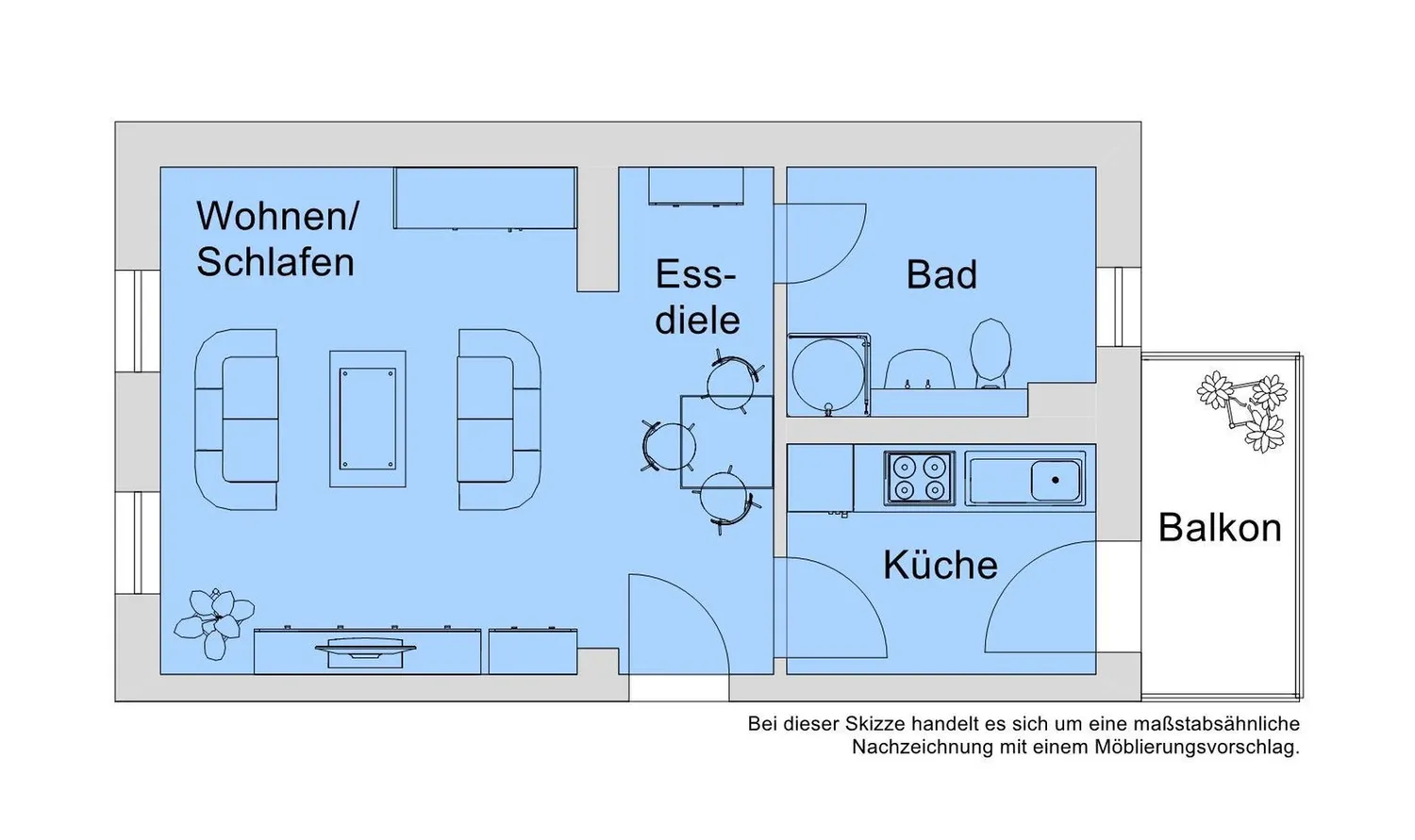 1 Zimmer Wohnung mit 41 m² in Halle (Saale) – Bild 2