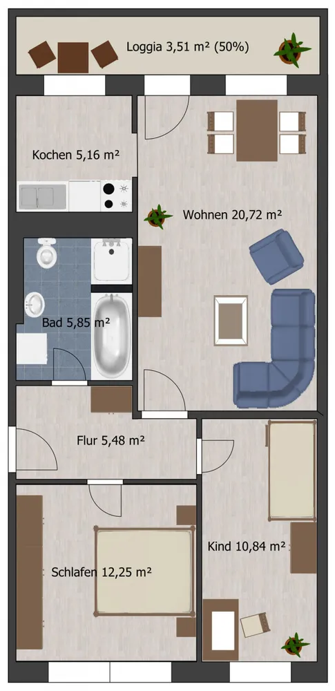 3 Zimmer Wohnung mit 62 m² in Coswig – Bild 2