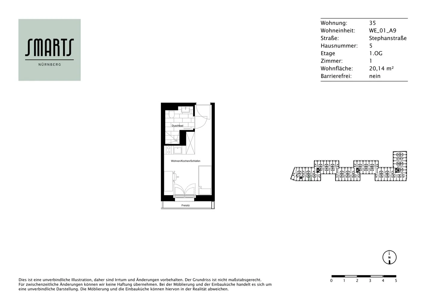 1 Zimmer Wohnung mit 20 m² in Nürnberg – Bild 10