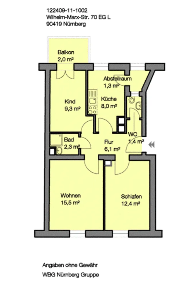 3 Zimmer Wohnung mit 58 m² in Nürnberg – Bild 5