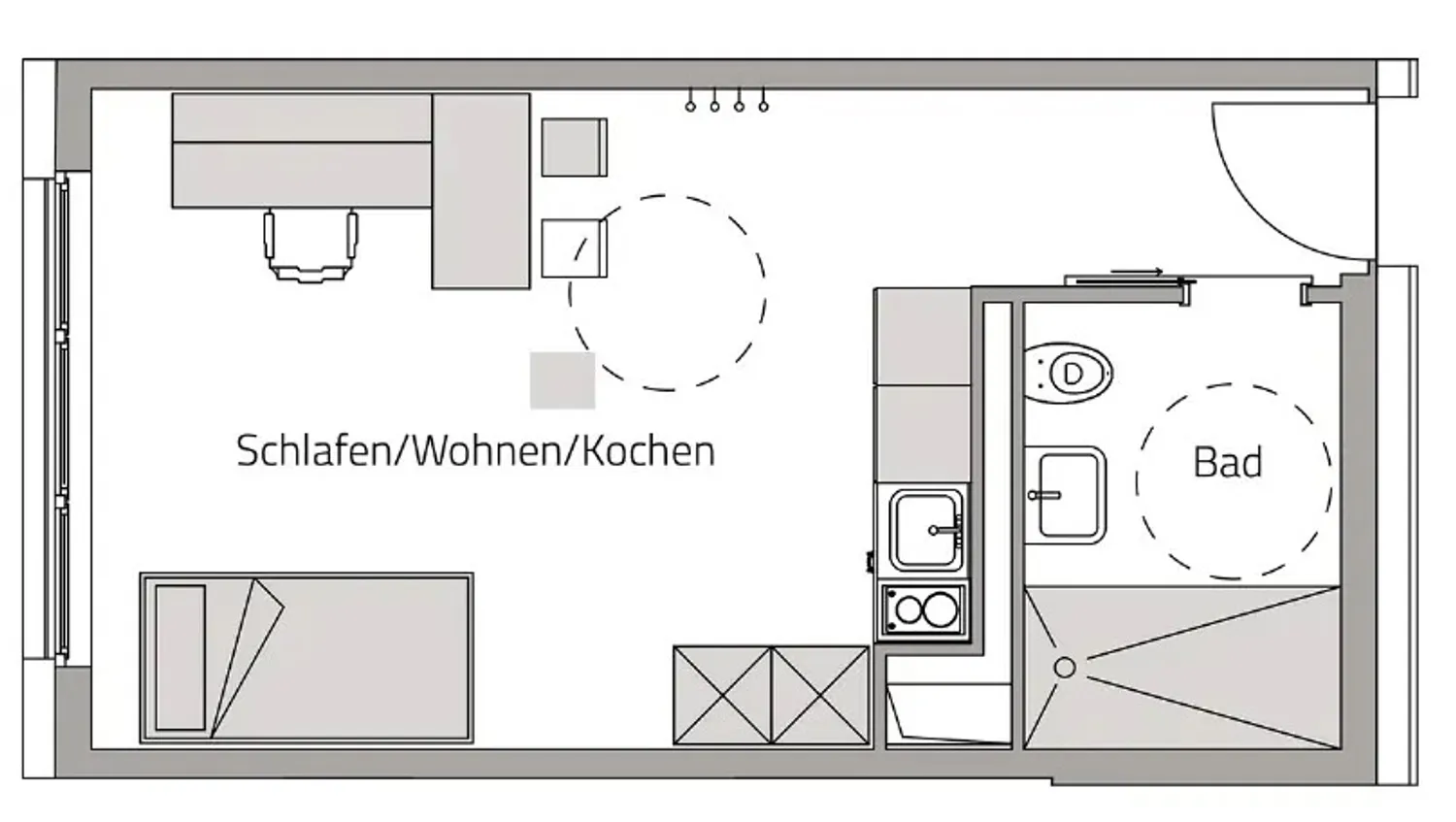1 room apartment with 30 m² in Würzburg – Photo 3