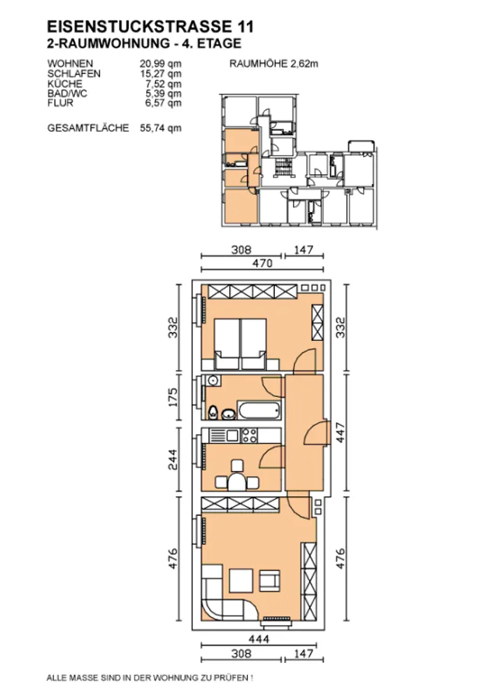 2 room apartment with 56 m² in Dresden – Photo 2