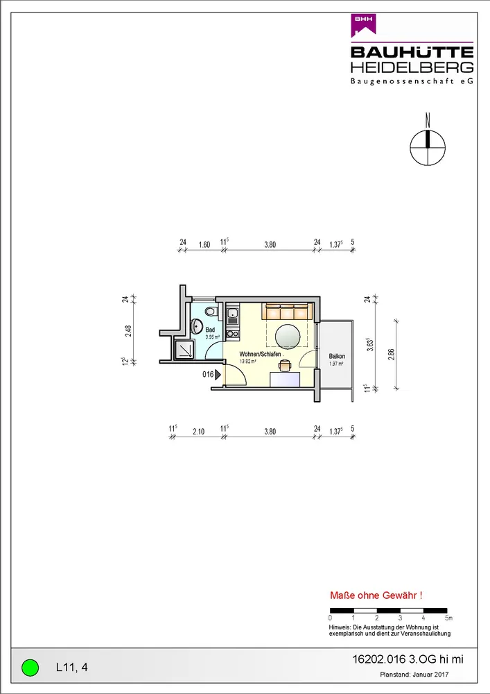 1 Zimmer Wohnung mit 22 m² in Mannheim – Bild 2