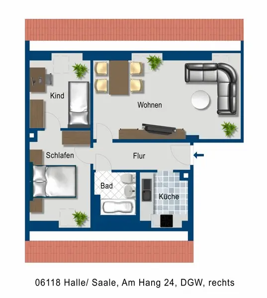 3 Zimmer Wohnung mit 45 m² in Halle (Saale) – Bild 5