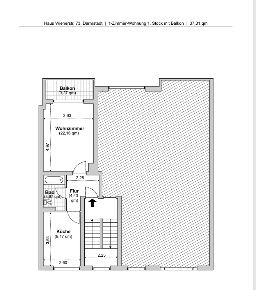 1 Zimmer Wohnung mit 38 m² in Darmstadt – Bild 4