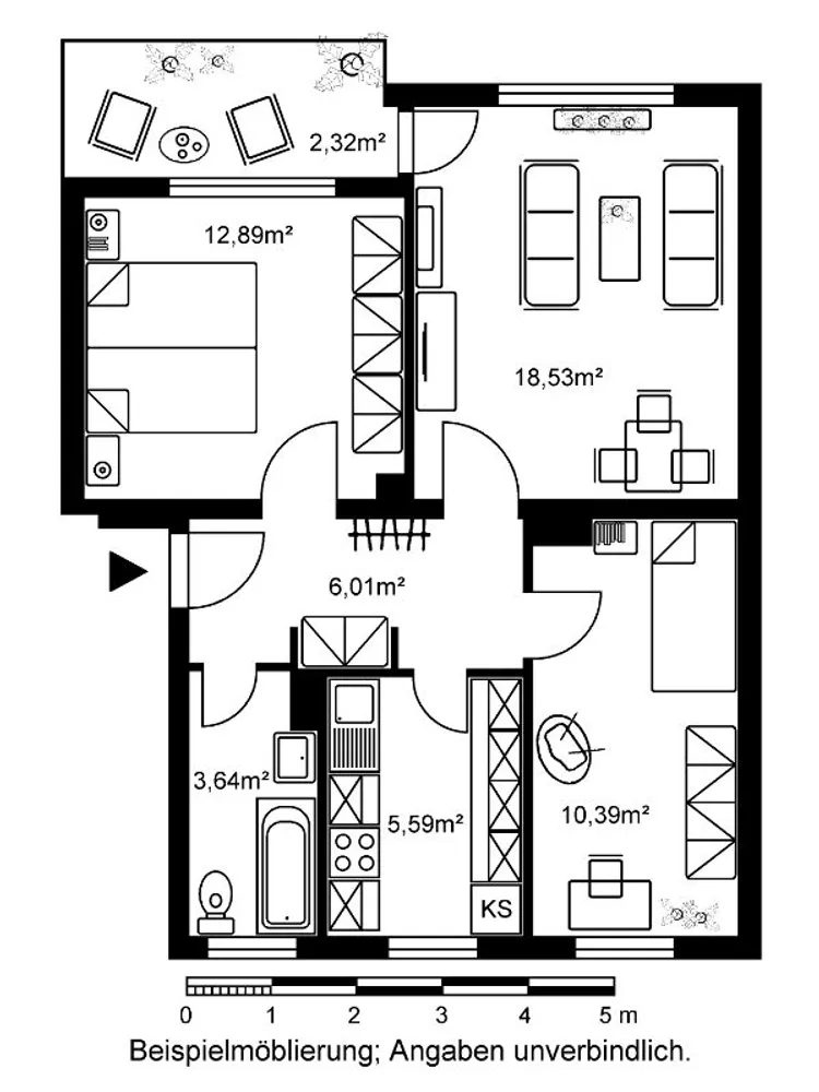 3 room apartment with 59 m² in Frankfurt am Main – Photo 2