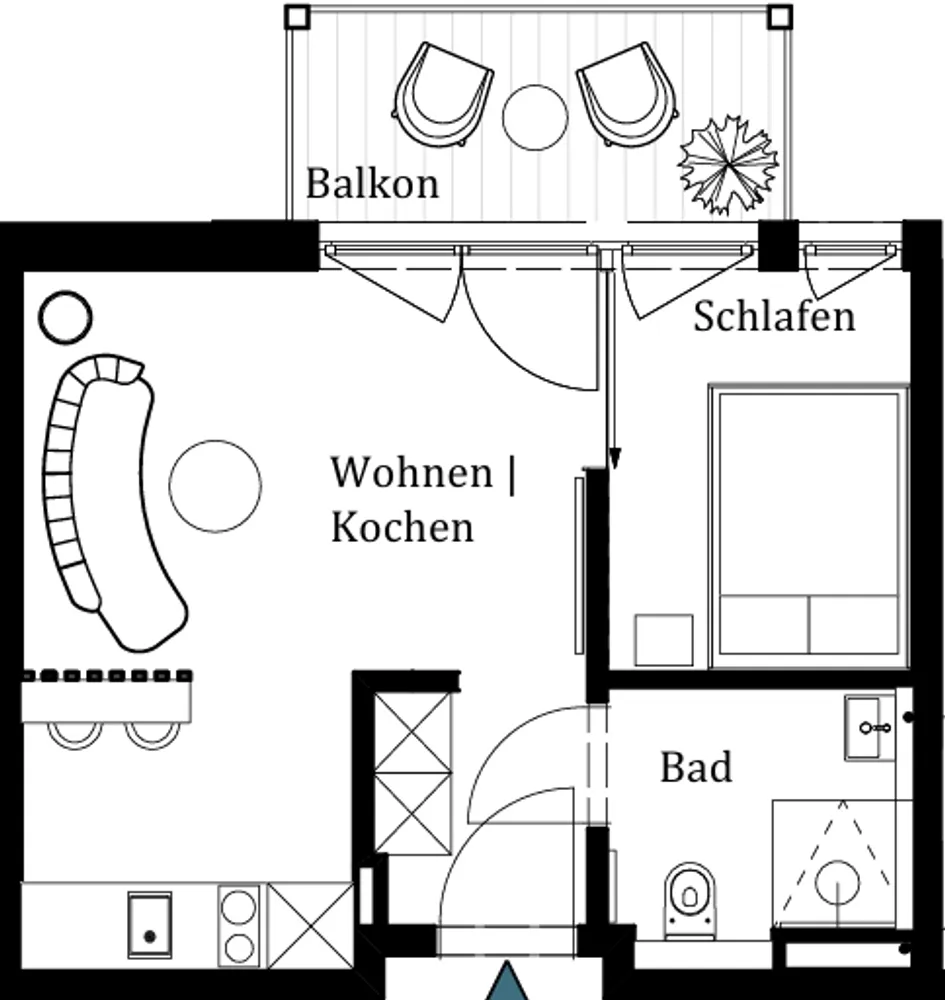 2 room apartment with 31 m² in Munich – Photo 1
