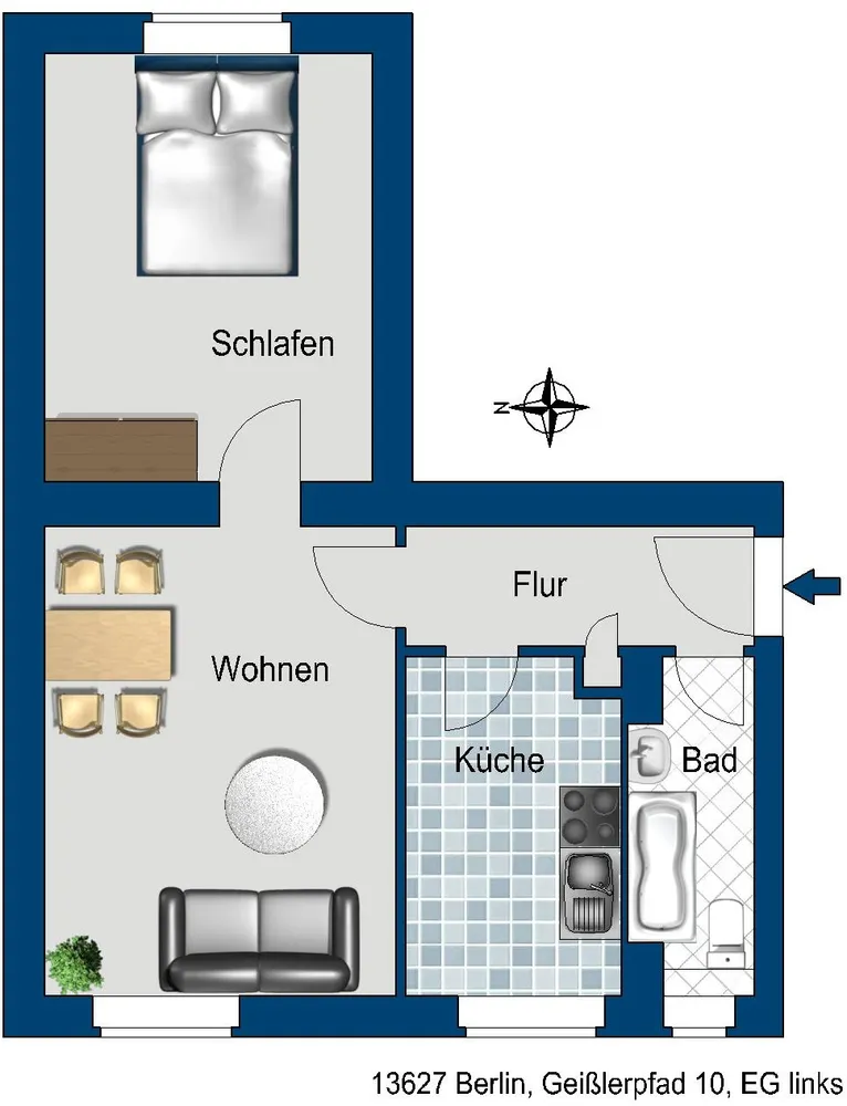 2 room apartment with 45 m² in Berlin – Photo 2
