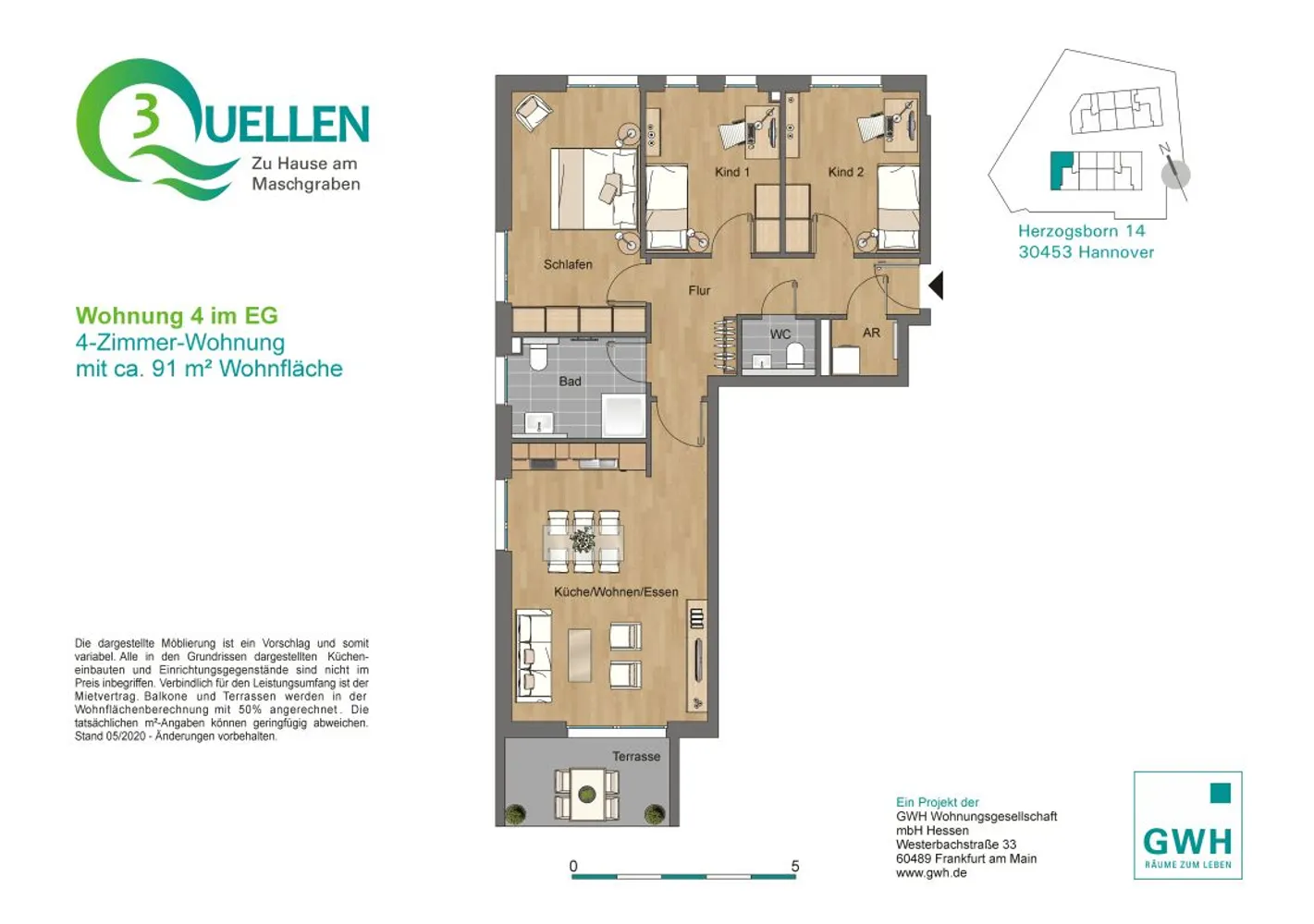 4 Zimmer Wohnung mit 91 m² in Hannover – Bild 1